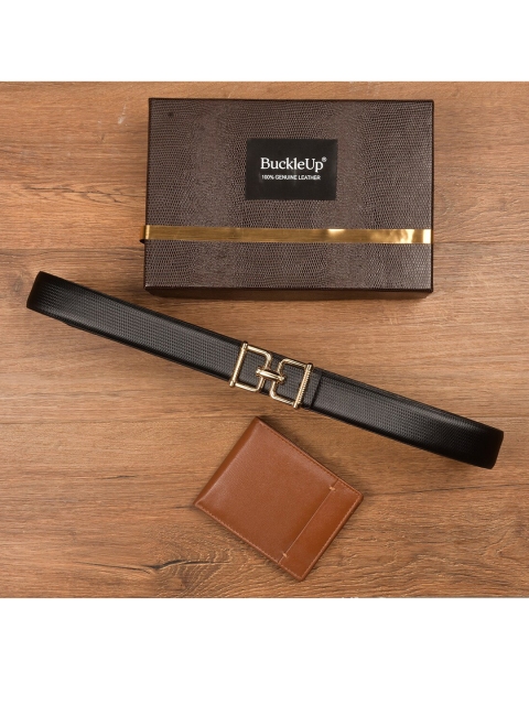 

BuckleUp Men Black & Tan Brown Solid Accessory Gift Set