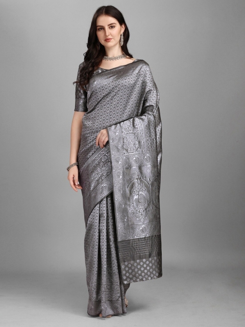 

YOYO Fashion Grey Woven Design Brocade Saree