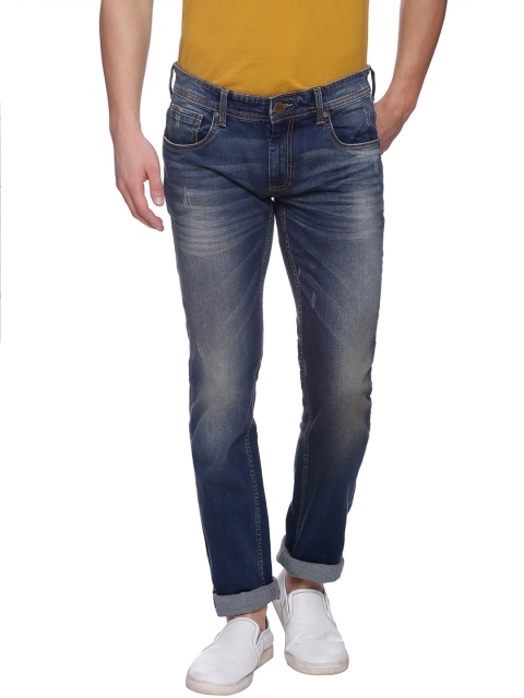 

Basics Men Navy Blade Skinny Fit Low-Rise Clean Look Jeans, Navy blue