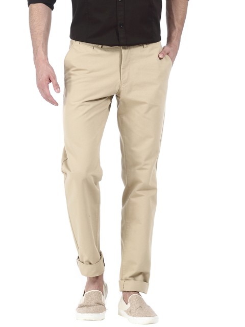 

Basics Men Beige Slim Fit Solid Chinos