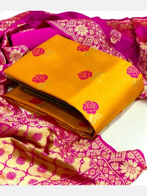 

Ethnic Junction Mustard & Pink Unstitched Dress Material