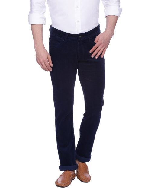 

Basics Men Navy Skinny Fit Solid Corduroy Trousers, Navy blue