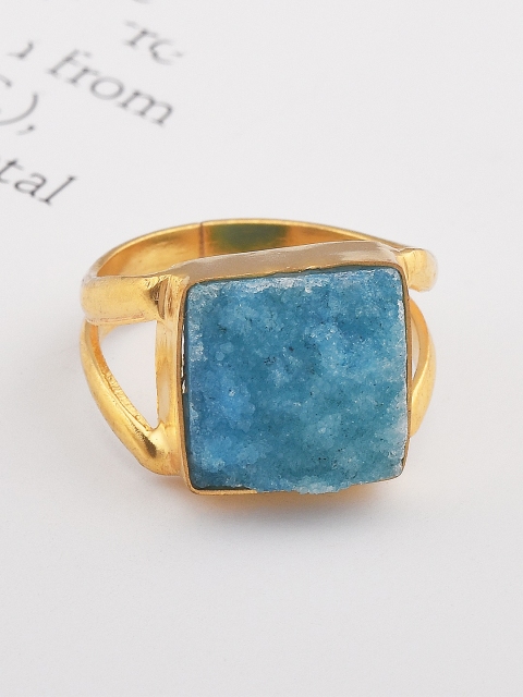 

Tistabene Gold Plated Blue Artificial Stone Studded Adjustable Ring