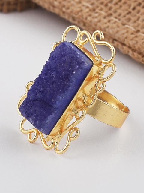

Tistabene Gold-Plated Blue Stone Studded Finger Ring
