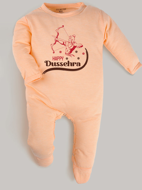 

FFLIRTYGO Unisex Kids Peach-Coloured & Red Printed Rompers