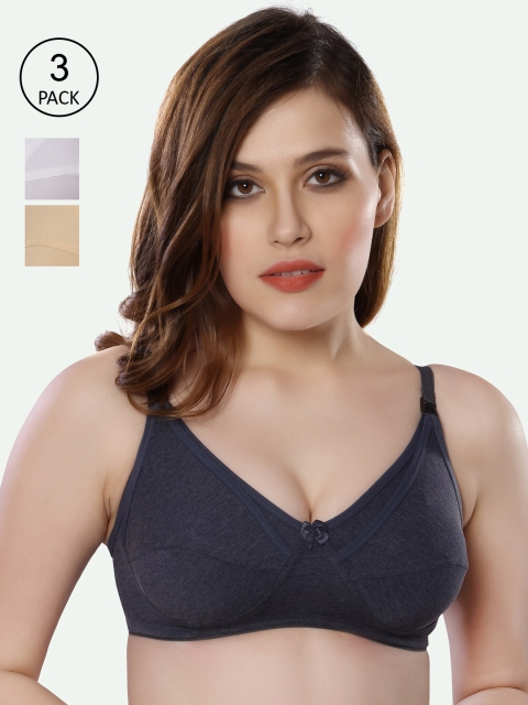 

NIGHTSPREE Pack Of 3 Beige & White Non wired Non Padded Maternity Bra