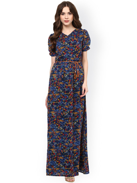 

La Zoire Women Blue Printed Maxi Dress