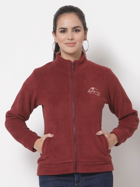 

Club York Women Maroon Solid Sweatshirt