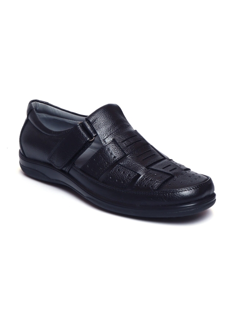 

Zoom Shoes Men Black Leather Shoe-Style Sandals