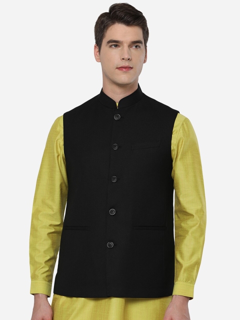 

JADE BLUE Men Black Longline Tailored Jacket