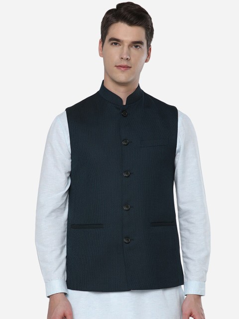

JADE BLUE Men Blue Tailored Nehru Jacket