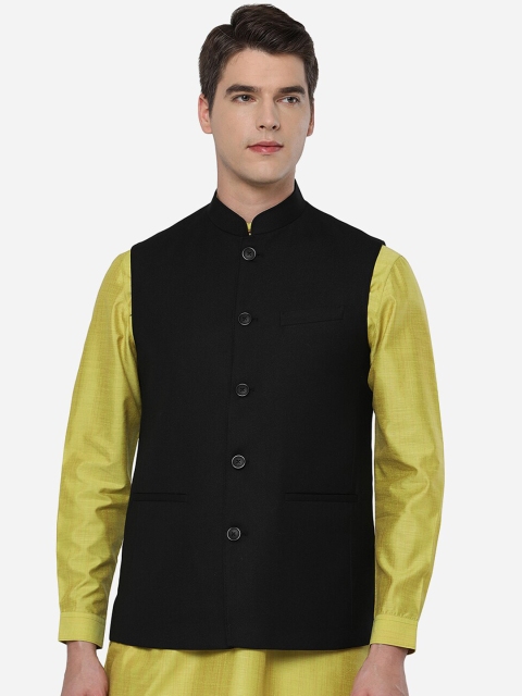 

JADE BLUE Men Black Longline Tailored Jacket