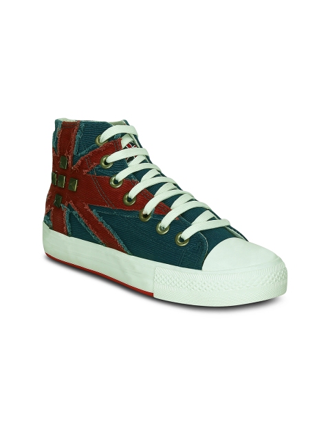 

Get Glamr Women Blue & Red Colourblocked Mid-Top Sneakers