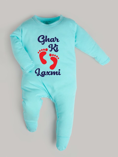 

FFLIRTYGO Kids Blue & Red Printed Pure Cotton Sleepsuit, Turquoise blue