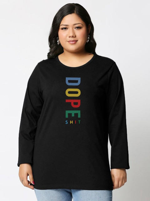 

Bewakoof Women Black Printed Slim Fit T-shirt