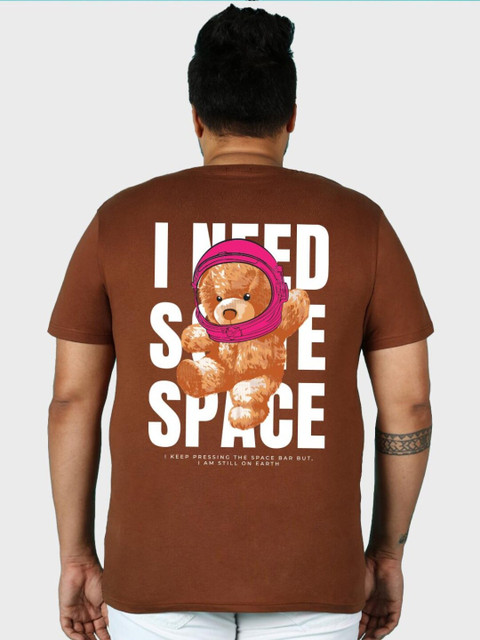 

Bewakoof Plus Men Brown Typography Printed T-shirt