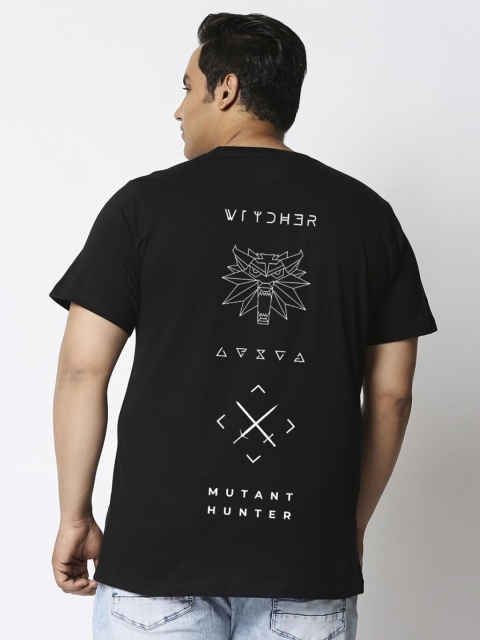 

Bewakoof Plus Men Black Typography Printed Cotton Plus Size T-shirt
