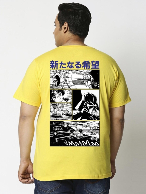 

Bewakoof Plus Men Plus size Yellow Typography Printed T-shirt