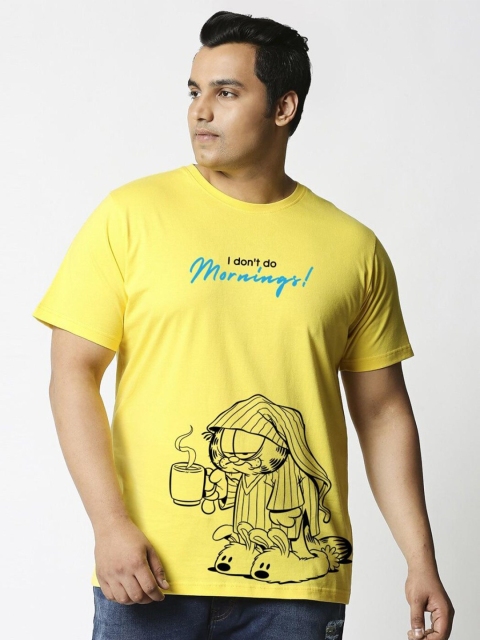 

Bewakoof Plus Men Plus size Yellow Printed T-shirt