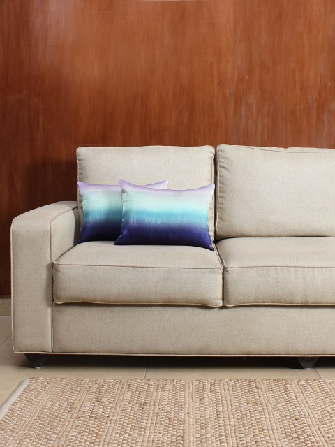 

House This Blue & Lavender Set of 2 Dyed 12"x 18" Rectangular Cushions with Covers