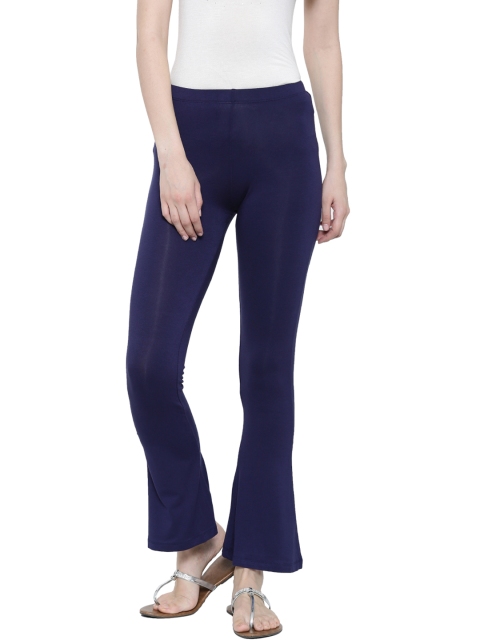

De Moza Women Navy Blue Solid Bootcut Trousers