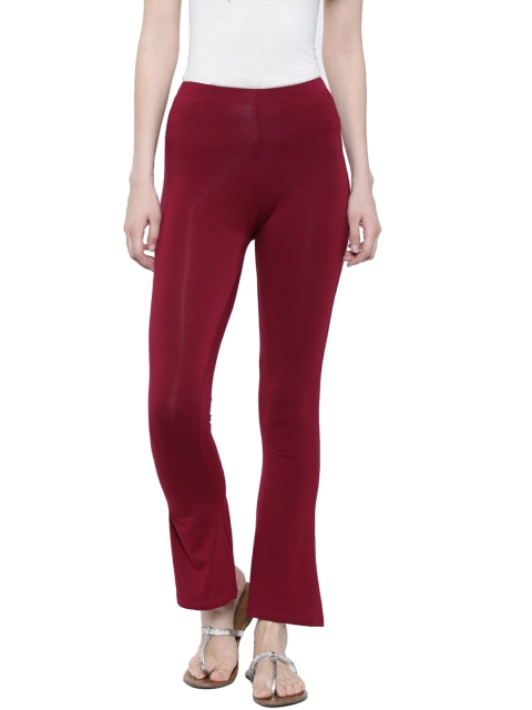 

De Moza Women Maroon Solid Bootcut Trousers