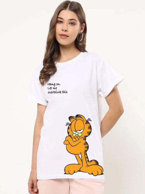 

Bewakoof Women's White Let Me Overthink This Graphic Printed Boyfriend T-shirt