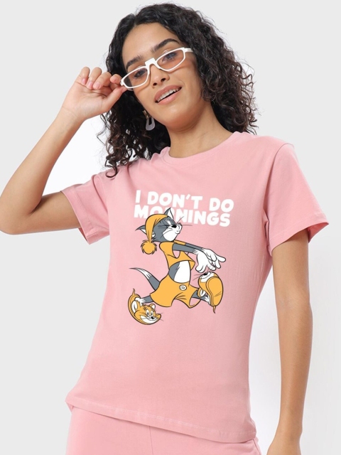 

Bewakoof Women Pink Graphic Printed T-shirt