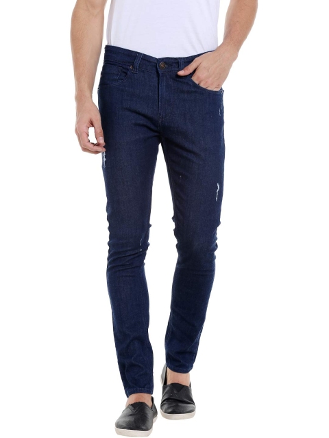 

SPYKAR Men Navy Super Skinny Fit Low-Rise Mildly Distressed Jeans, Navy blue