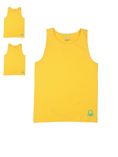 

United Colors of Benetton Boys Pack of 3 Yellow Innerwear Vests KB11I-901