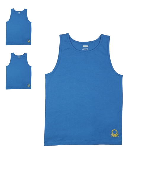 

United Colors of Benetton Boys Pack of 3 Blue Innerwear Vests KB11I-902