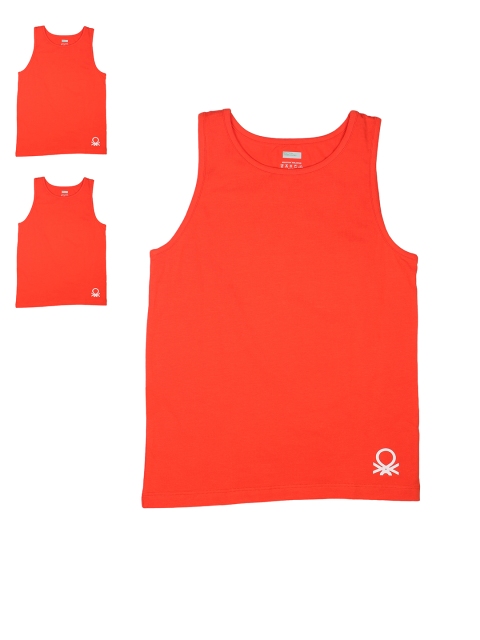 United Colors of Benetton Boys Pack of 3 Red Innerwear Vests KB11I-903