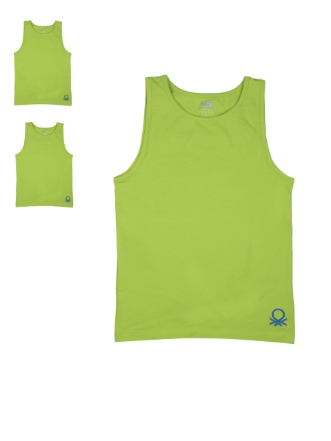 

United Colors of Benetton Boys Pack of 3 Green Innerwear Vests KB11I-905