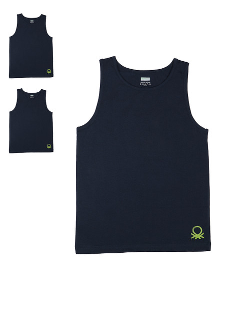 

United Colors of Benetton Boys Pack of 3 Navy Innerwear Vests KB11I-906, Navy blue