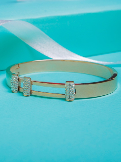 

DressBerry White Rose Gold-Plated Cubic Zirconia Bangle-Style Bracelet