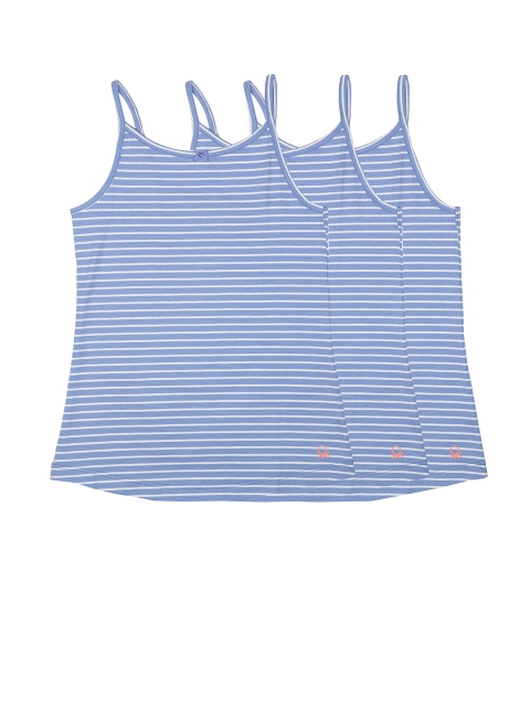 

United Colors of Benetton Girls Pack of 3 Blue Striped Camisoles KG06I-902