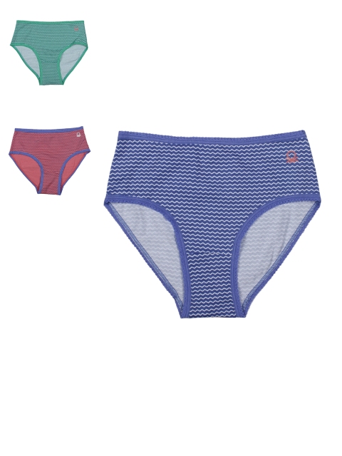 

United Colors of Benetton Girls Pack of 3 Chevron Print Briefs KG02I-901, Blue