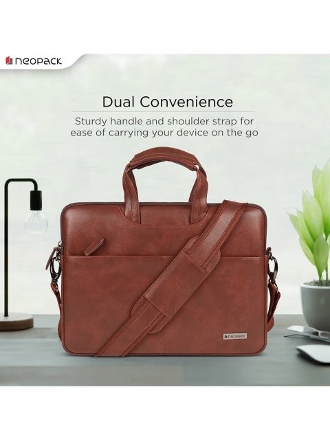 

NEOPACK Men Brown Solid PU Laptop Bag
