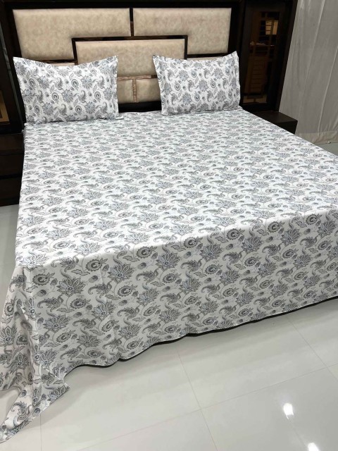 

Pure Decor Unisex Grey King Size 400 TC Pure Cotton Bedsheet with 2 Pillow Covers