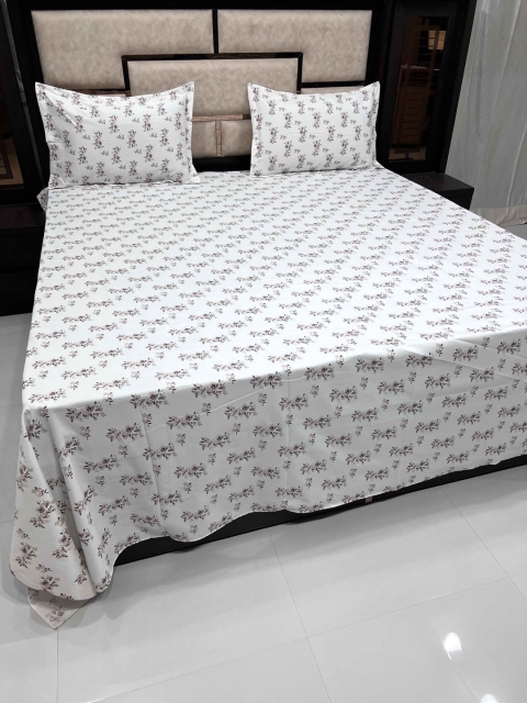 

Pure Decor Unisex Brown King Size 400 TC Pure Cotton Bedsheet with 2 Pillow Covers