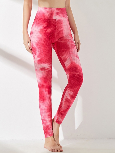 

URBANIC Women Pink Tie & Dye Printed Gym Tights