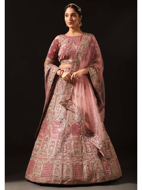 

Phenav Pink & Gold-Toned Embroidered Ready to Wear Lehenga & Blouse With Dupatta