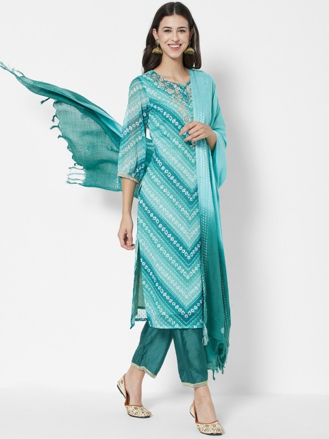 

HEEPOSH Women Green Floral Yoke Design Kurta with Pyjamas & With Dupatta