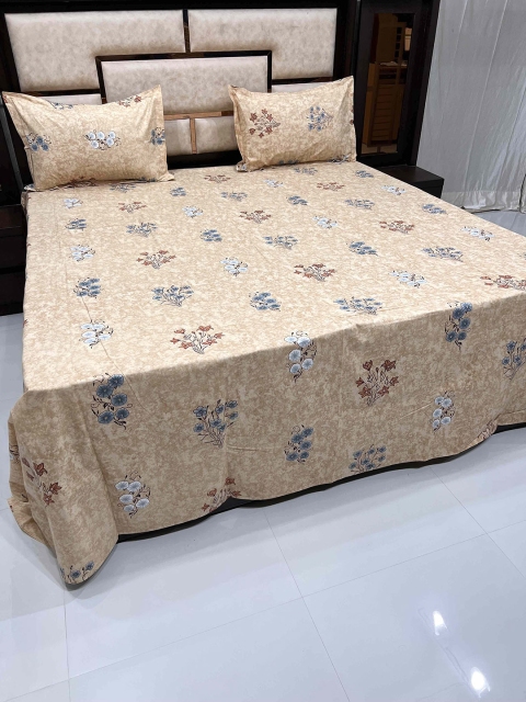 

Pure Decor Brown King Size Pure Cotton Bedsheet with 2 Pillow Covers 380 TC