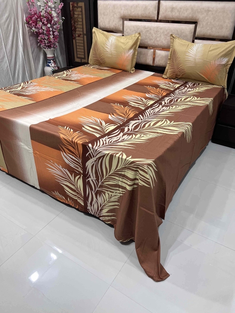 

Pure Decor Brown King Size Pure Cotton Bedsheet with 2 Pillow Covers 380tc, Red
