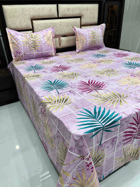 

Pure Decor Pink King Size Pure Cotton Bedsheet with 2 Pillow Covers 380tc