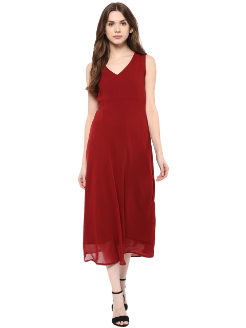 

Kira Women Maroon Solid A-Line Dress