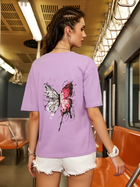 

URBANIC Women Purple Printed T-shirt