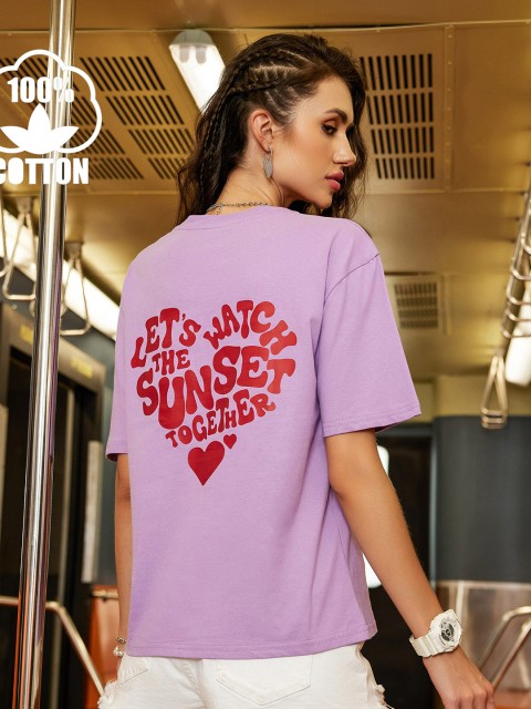 

URBANIC Women Purple Printing T-shirt