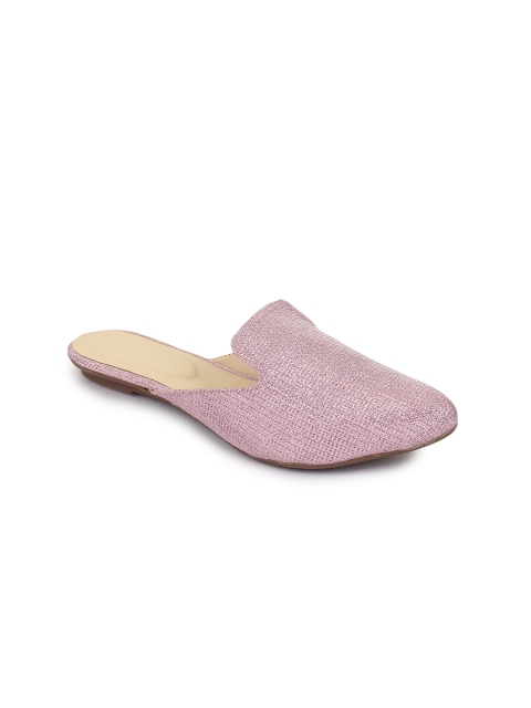 

REEZZ Women Pink Woven Design Mules